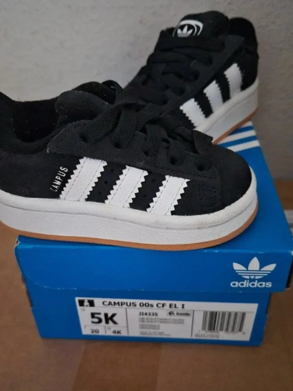 Adidas Campus 00s CF EL I Black White Kids Sneakers - Picture 1 of 1